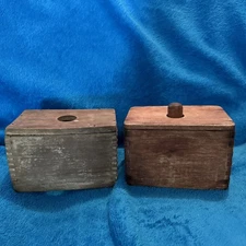 Antique Primitive Farmhouse Wooden Dovetailed Rectangle Butter Mold Lot 1346