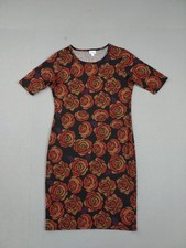 Lularoe Women Bodycon Dress M Multicolor Floral Knee Length Short Sleeve Casual