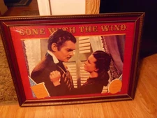 Antique Gone with the Wind reprint Scarlet Rhett movie poster in frame HOLLYWOOD