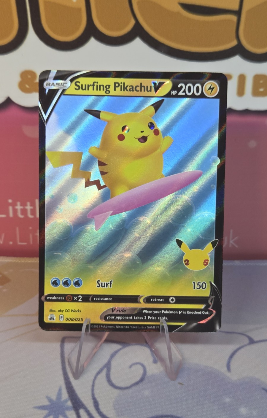 Surfing Pikachu V 008/025 Celebrations Holo Mint Pokémon TCG