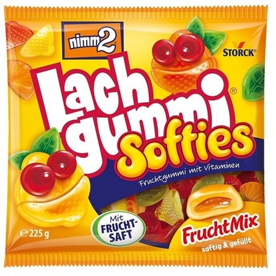7x Nimm2 Lachgummi Softies Filled Fruit Gum Juice 225g - Ships from Germany!