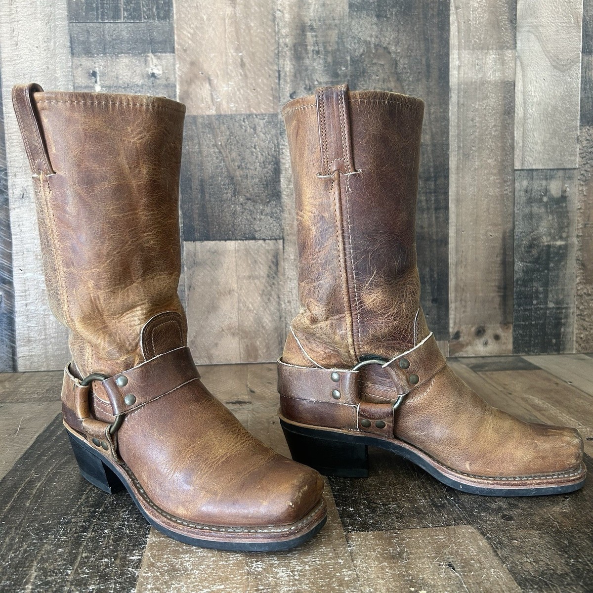 Frye 700 Buckle Harness Square Toe Moto Boots Womens 6.5 M | eBay