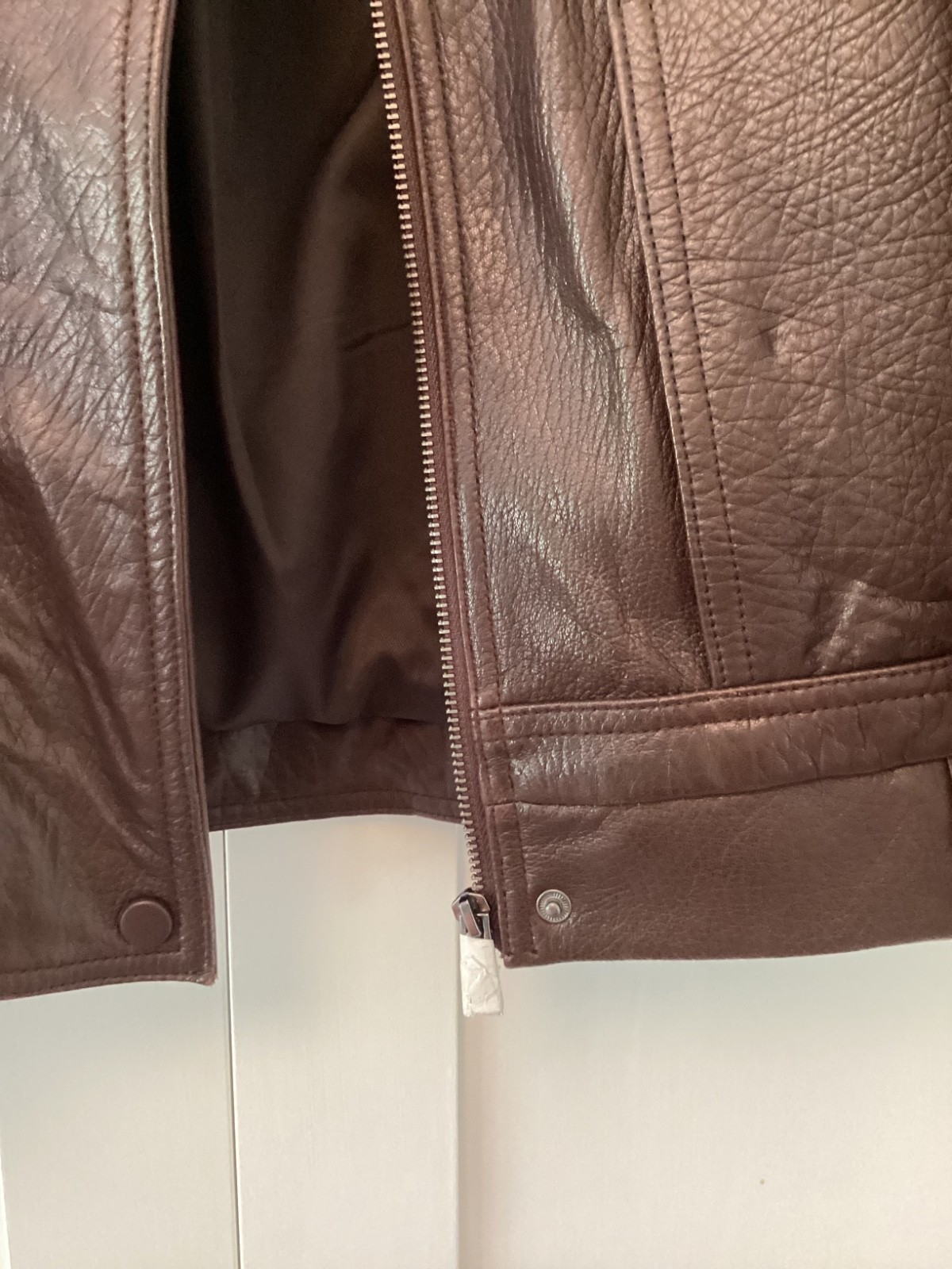 Reiss Kiara textured leather jacket in burgundy size 8P BNWT RRP £498.00 image 3