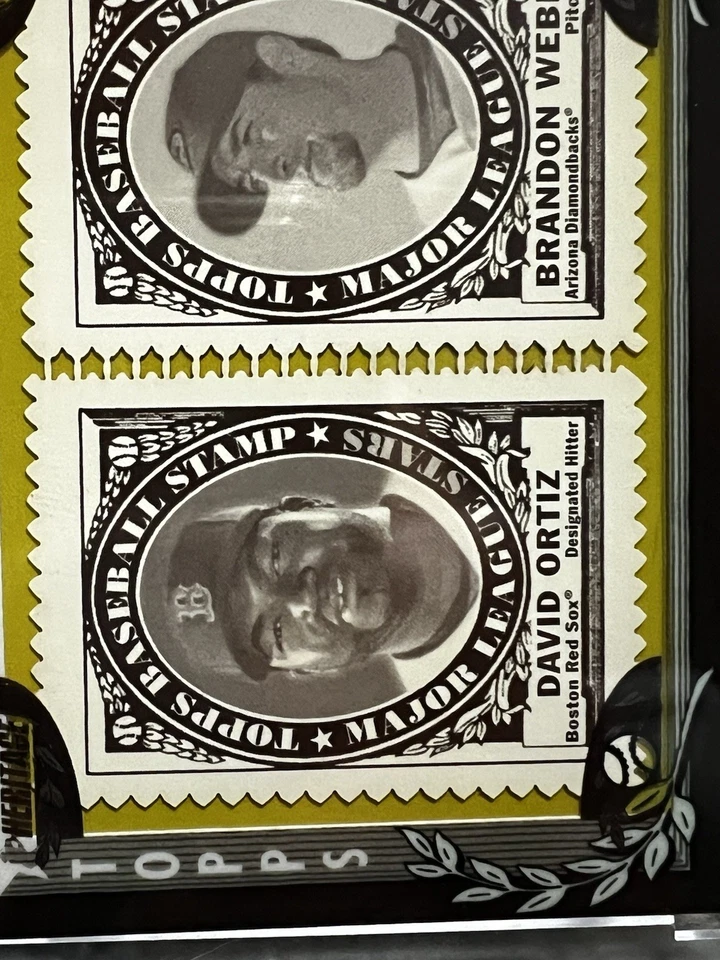 Colección de estampillas Topps Heritage 2010 David Ortiz/Brandon Webb #/50 raras Foto 4 de 4