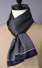 100 Silk men women Scarf neckerchief Wrap Plaid Check black navy blue MY116-25