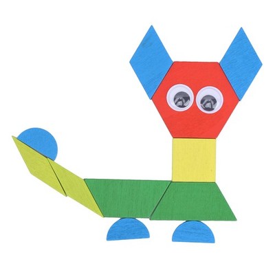 210Pcs Wooden Pattern Blocks Set Geometric Shape Puzzle Game Education Toy