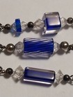 Antique sterling silver Denmark? blue&clear glass drop pendant necklace handmade — photo 4