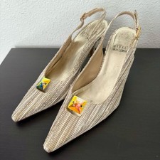Stuart Weitzman Pointed Toe Kitten Heel Vintage Slingback Pumps Glitter Size 6