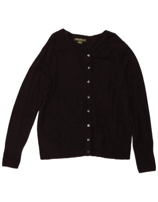 EDDIE BAUER Damen Strickjacke Pullover UK 16 Large schwarz Baumwolle AG17