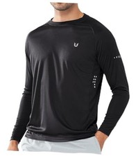 Men's Sun Protection UPF 50 Shirts Long Sleeve Swim Rash Guard X-Large Black