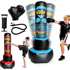 66.9'' Inflatable Punching Bag Freestanding for Kids Aged 3-12 Karate Boxing Set