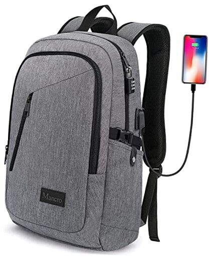 Sleek Anti-Theft 15.6 Inch Grey Laptop Backpack for Men & Travel-image