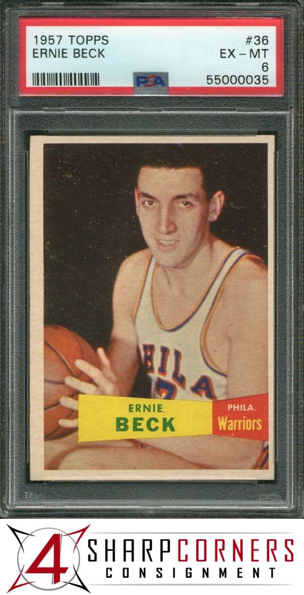 1957 TOPPS #36 ERNIE BECK RC WARRIORS PSA 6