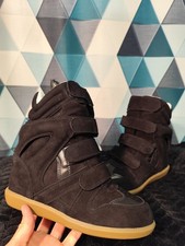 Isabel Marant Bekett Hidden Wedge Sneakers Black Suede Size 8 EU 38 