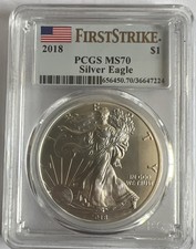 U.S. Mint 2018 American Silver Eagle $1 1 oz .999 PCGS MS70