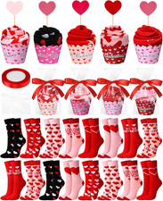 16 Pairs Valentine'S Day Cupcake Socks for Women Men Novelty Heart Crew Dress So