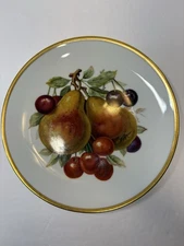 Vintage Mitterteich Bavaria Fruit Plate With Vibrant Color And Gold Rim 7 1/2in