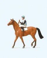 Preiser 29080 Jockey Auf Pferd Bemalt Figur HO 1:87