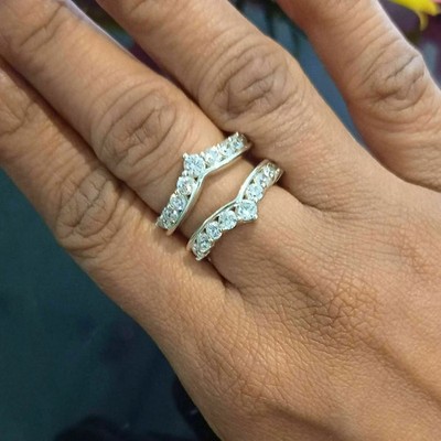 2Ct Round Cut Lab Created Diamond Guard Wrap Enhancer Ring 14K White Gold Plated