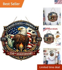 250 Anniversary 4th of July Door Sign Wooden 250th Anniversary 1776-2026 Wrea...