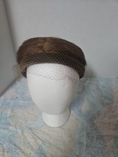 Vintage Ladies Brown Fur / Tan Netted Hat