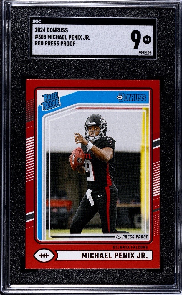 2024 Panini Donruss Rated Rookie Michael Penix Jr. #308 Red Press Proof SGC 9
