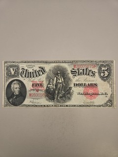 1907 $5 “Woodchopper” Legal Tender Large Size Note Red Seal