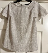 $78 Banana Republic Elegant Double Ruffle Size XS Double Pleated Keyhole Back 