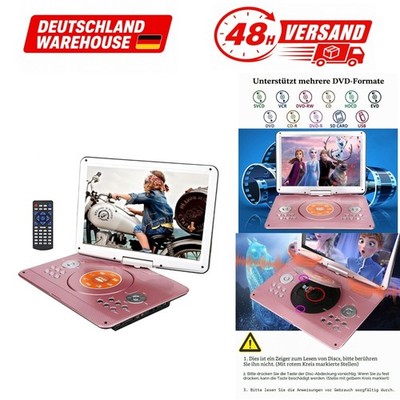 Tragbarer DVD Player 14,1 Zoll HD Auto Kinder USB SD Akku Gold YOOHOO