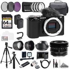 Sony ZV-E10 Black Body  Sony FE 50mm f/2.5 G Lens 64GB 9PC Filter-MEGAKit