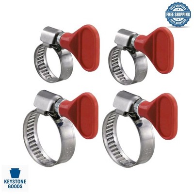 Stainless Steel Hose Clamp Set, Adjustable Key Twist, 4-Piece