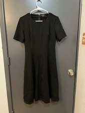 Quince Women Ultra-Stretch Ponte Short Sleeve Midi Dress Black Basic Sleeved M