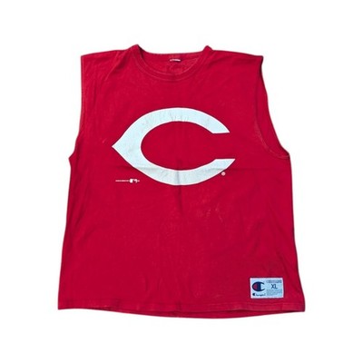 Vintage 90s Champion Cincinnati Reds Big Logo Red Sleeveless Shirt Size XL