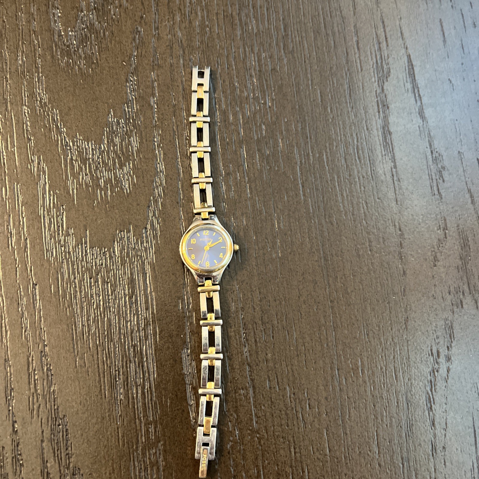 Fossil Ladies Watch Gold And Silver Tone Metal Band, Blue Face