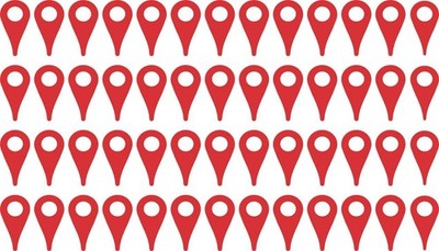 .25in x .5in Red Map Pointer Stickers Car Truck Vehicle Bumper Decal