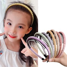 Woven Fabric Solid Toothed Headband Girls Candy Color Non Slip Daily Hair Hoop