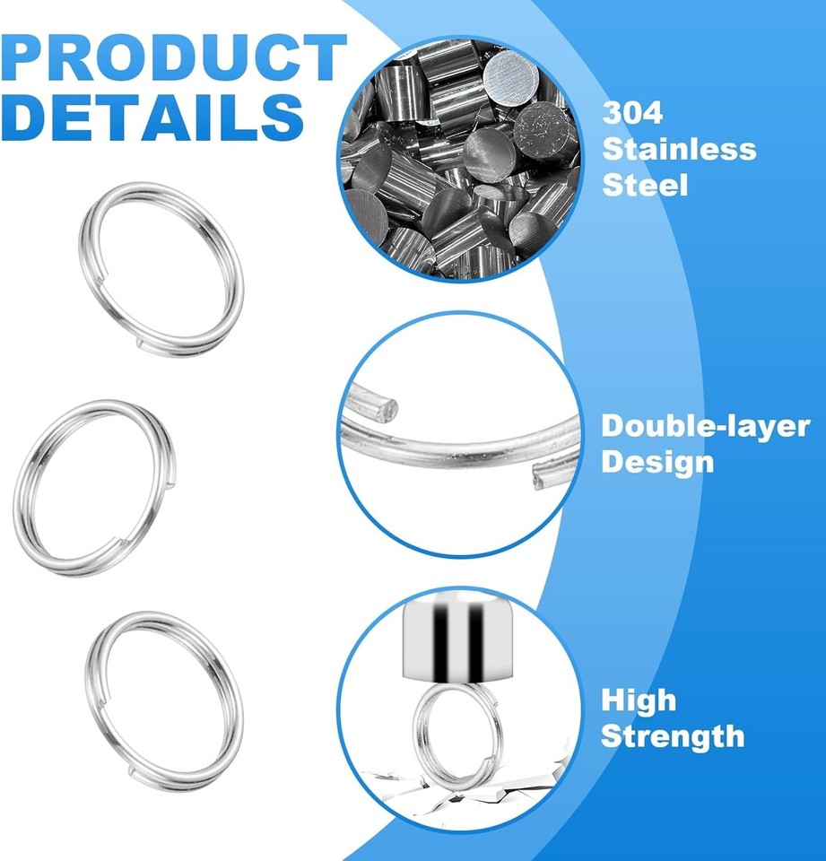 PATIKIL Round Split Ring, 100 Pcs 10mm Small Split Rings with Double ...