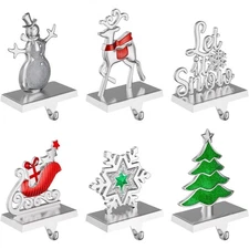 Weighted Metal Christmas Stocking Holders for Mantle Hooks Fireplace Decorations