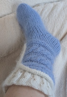 Hand knitted Angora Socks Women/Menn, Knitted House Socks Fuzzy Fluffy Warm Soft