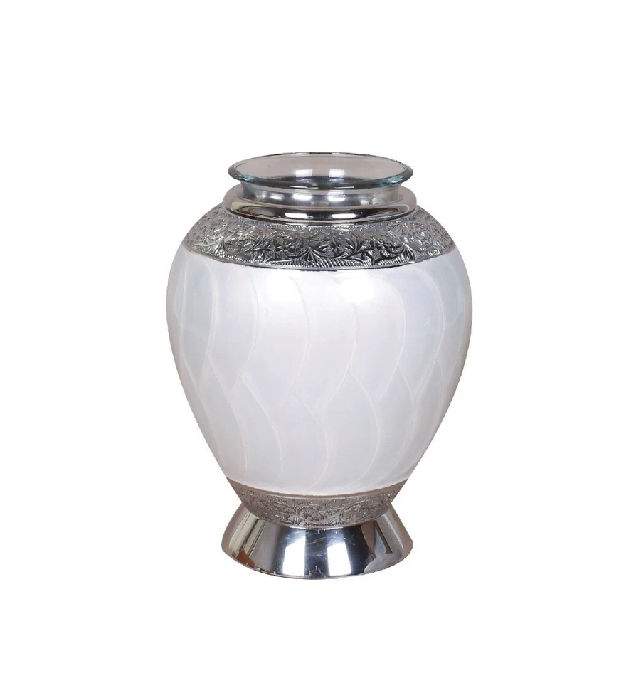 Pearl White Tealight Candle Small Urn For Adult Child Ashes Funeral Memorial  - Image 2 of 3