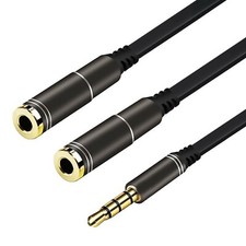 Headphone Splitter Audio Cable 3.5mm Male to 2 Female Jack 3.5mm Adapter 8inch