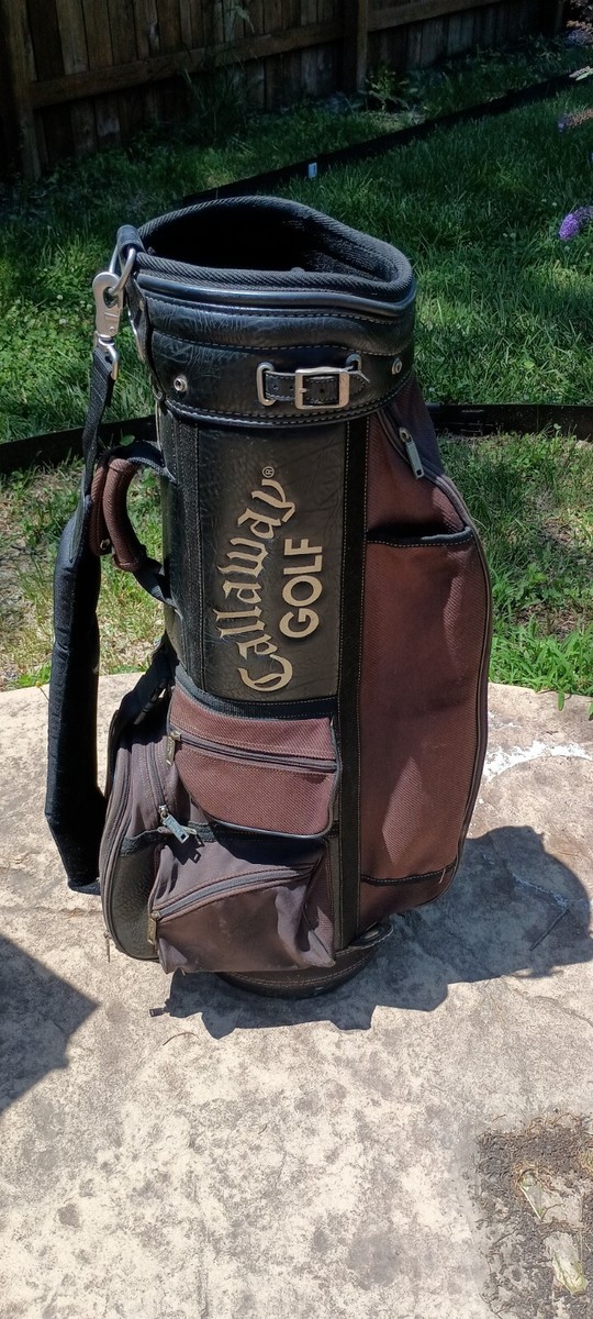 Callaway Golf Bag Black Leather Brown Vinyl Shoulder Strap No Rain