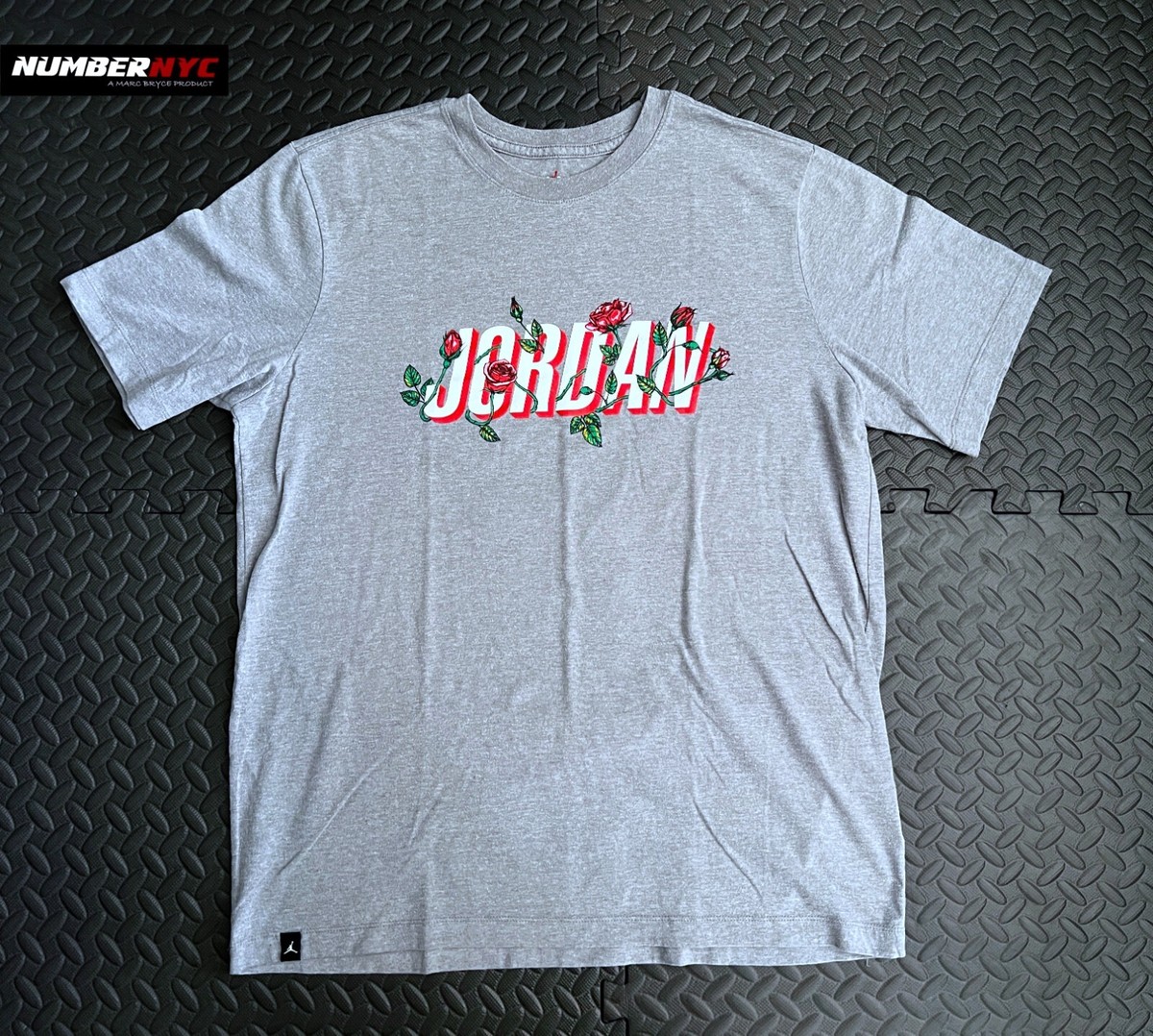 Jordan Large Heather Gray Roses T-Shirt Air Jordan 