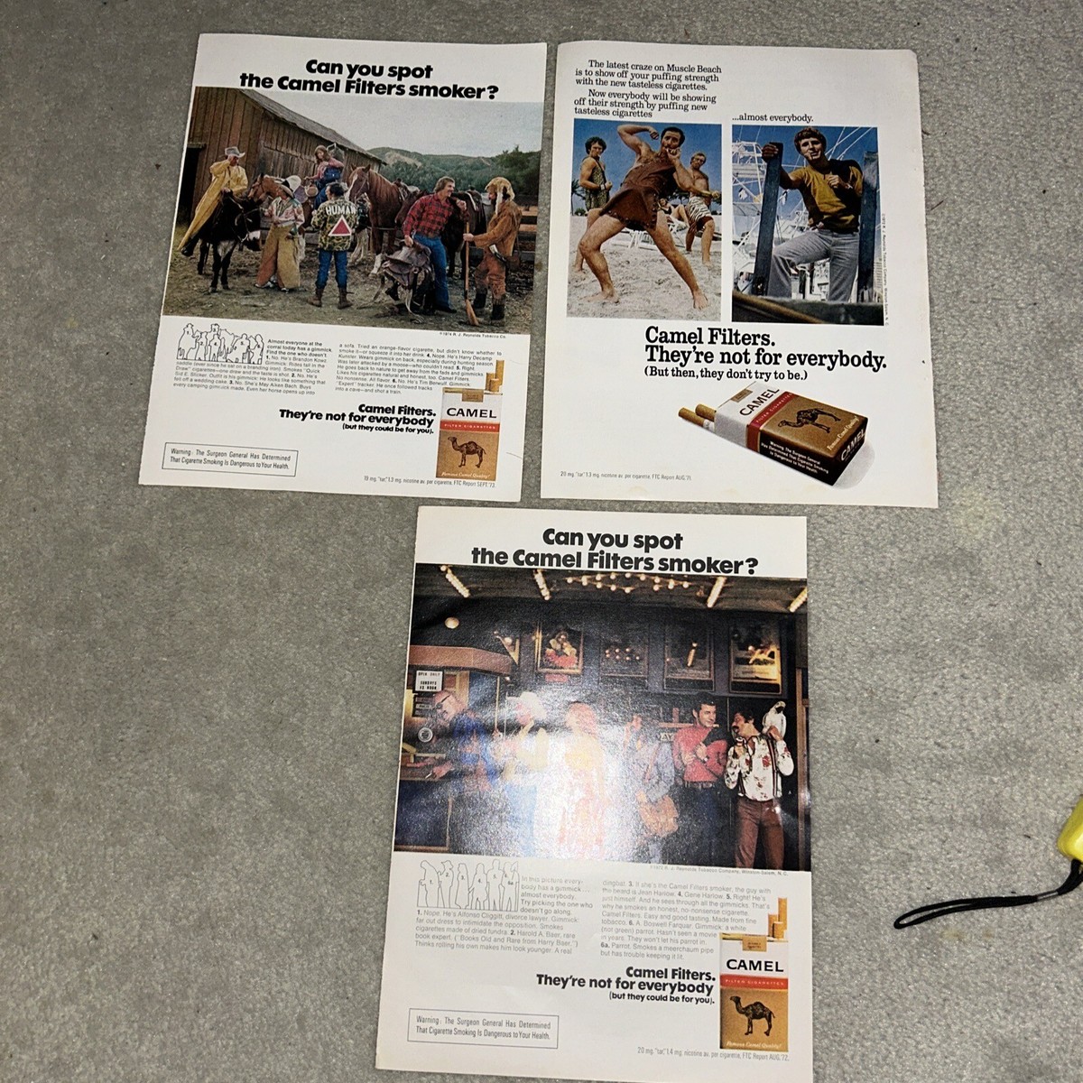 Lot Of 3 - 1973 Camel Cigarettes Print Ads Advertising. Camel Filters. | UK Australia