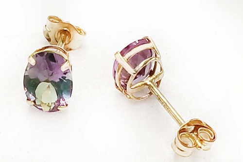 LAB CREATED AAA 1.78 Cts ALEXANDRITE STUD EARRINGS 14k Gold - NEW WITH TAG - Picture 4 of 6
