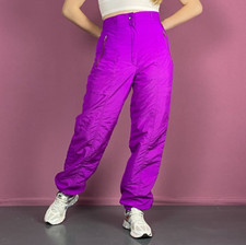 90s Vintage Women's Ski Pants - Size 38 M Retro Purple Nylon Sport Snow Pants