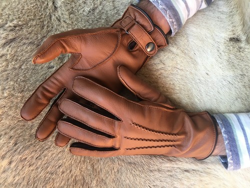 Mens winter leather gloves deer leather 