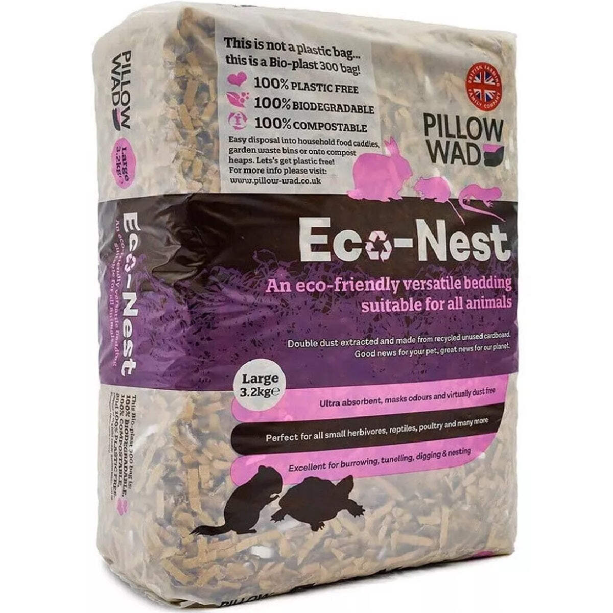 3.2KG PILLOW WAD CARDBOARD ECO NEST : Versatile Animal Bedding Pet Floor Terrain