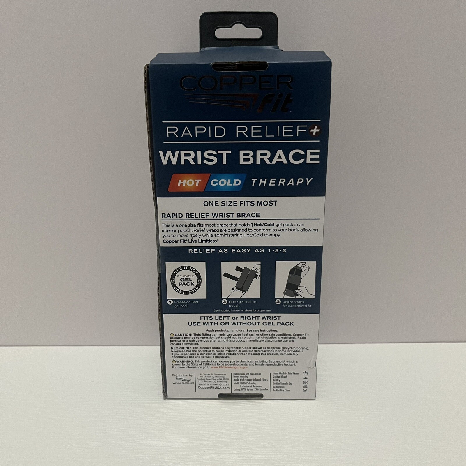Copper Fit Rapid Relief Wrist Adjustable Brace Hot/Cold Therapy One