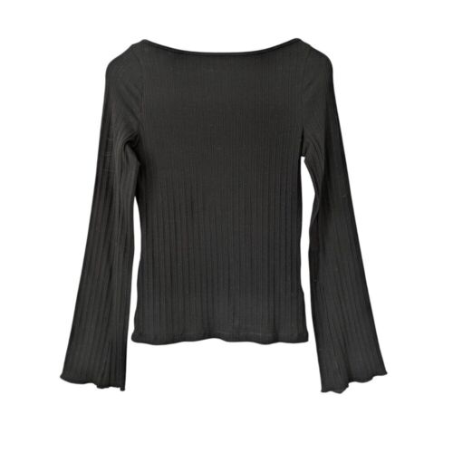 Madewell Ribbed Long-Sleeve Boatneck Top Black Knit Top Size S NWT NS805